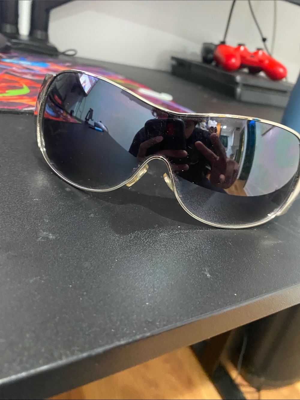 Coach Women's Shield Sunglasses - Black Mirrored Lenses with Gold Frame